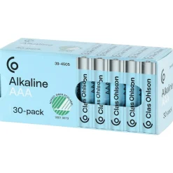 AAA-batterier, alkaliske, 30-pakning