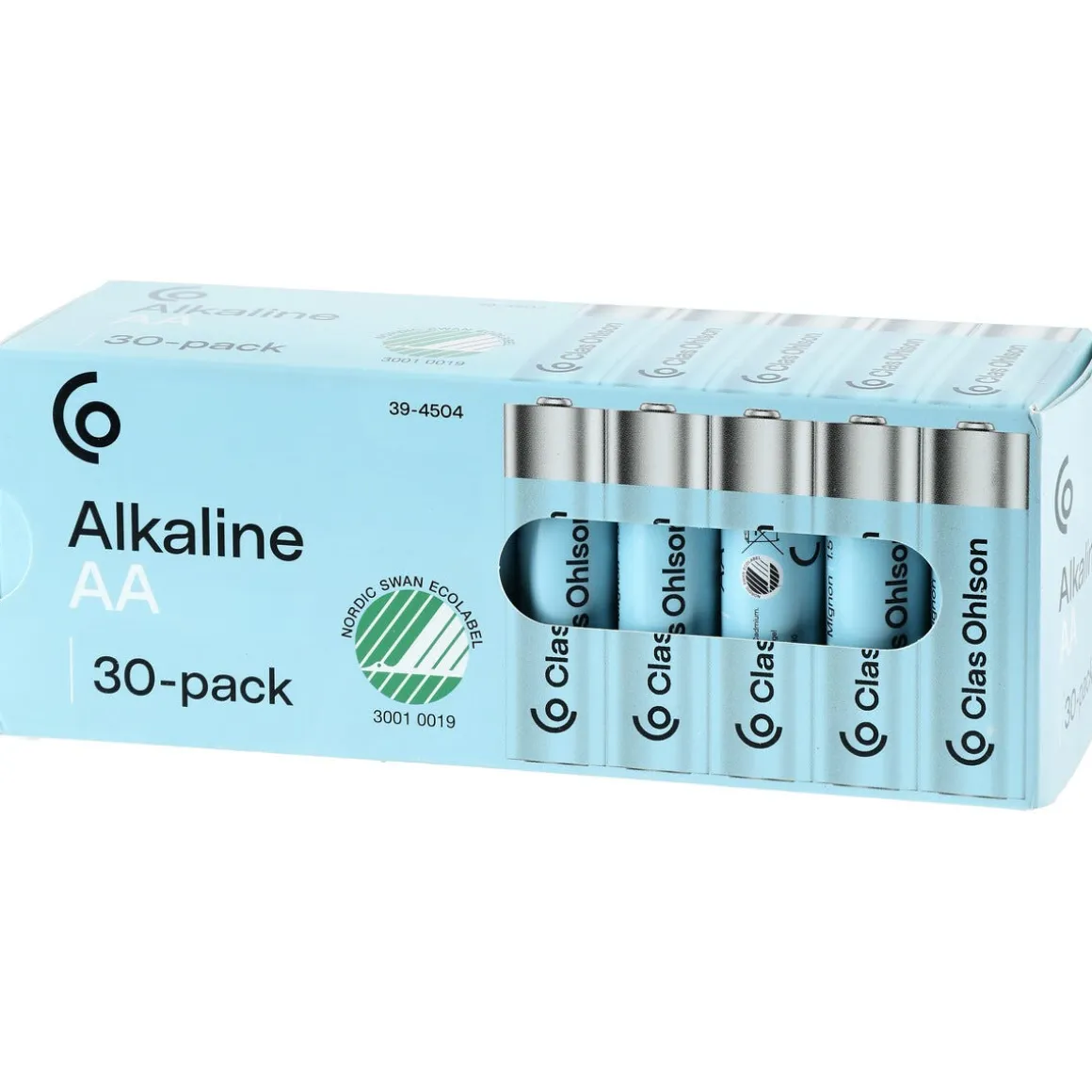 AA-batterier, alkaliske, 30-pakning