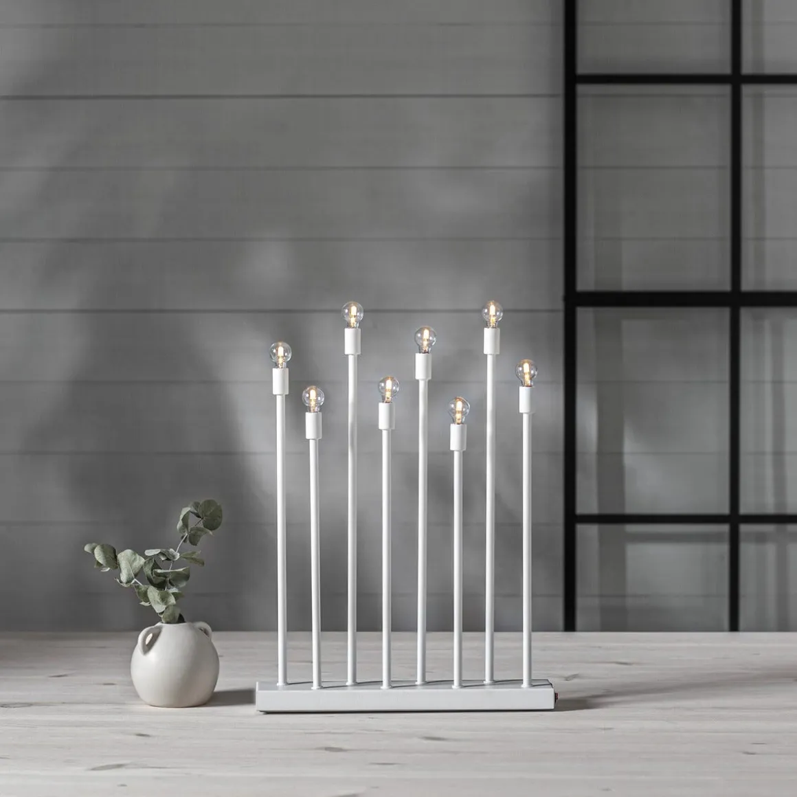 Adventsstake LED på batteri, oppladbar, hvit, 40 cm