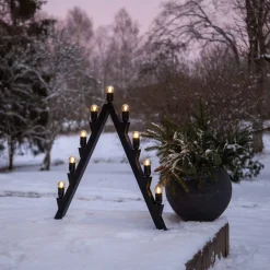 Adventsstake utendørs Max 9-armet LED svart metall, 83 cm
