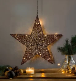 Adventsstjerne LED, metall, gull og svart, Northlight, 54 cm
