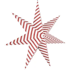 Adventsstjerne med røde og hvite striper, papir, 50 cm