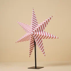 Adventsstjerne med røde og hvite striper, papir, 50 cm