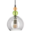 Alba taklampe glass rund, grå, grønn, gul, 18 cm, Northlight