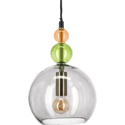 Alba taklampe glass rund, grå, grønn, gul, 18 cm, Northlight