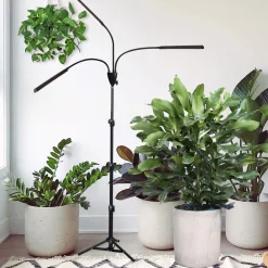 3-armet plantebelysning LED med justerbart stativ, svart