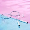 Badmintonssett med nett og tilbehør, 2 racketer