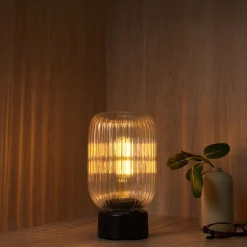 Batteridrevet bærbar bordlampe i glass, oppladbar