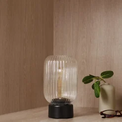 Batteridrevet bærbar bordlampe i glass, oppladbar