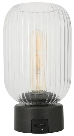 Batteridrevet bærbar bordlampe i glass, oppladbar