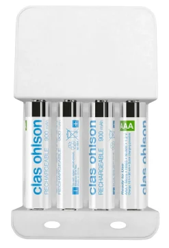 Batterilader med 4 x HR03-batterier