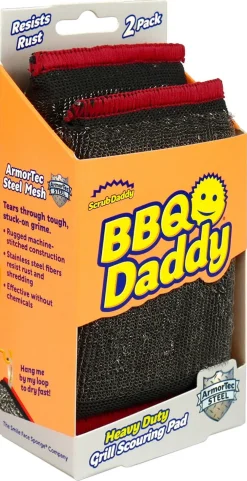 BBQ Daddy Steel Scouring Pad stålsvamp til grill, 2-pakning