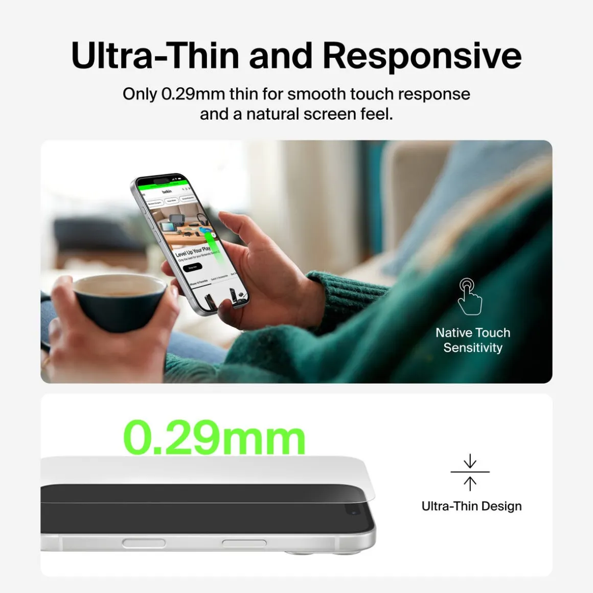Belkin Recycled InvisiGlass skjermbeskytter for iPhone 17 Air