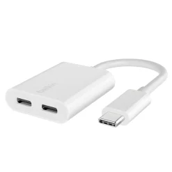 Belkin Rockstar USB-C til 2 x USB-C adapter, hvit