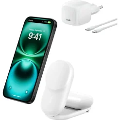 Belkin UltraCharge 2-i-1 Qi2-lader, 25 W