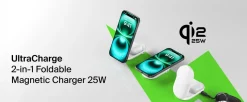 Belkin UltraCharge 2-i-1 Qi2-lader, 25 W