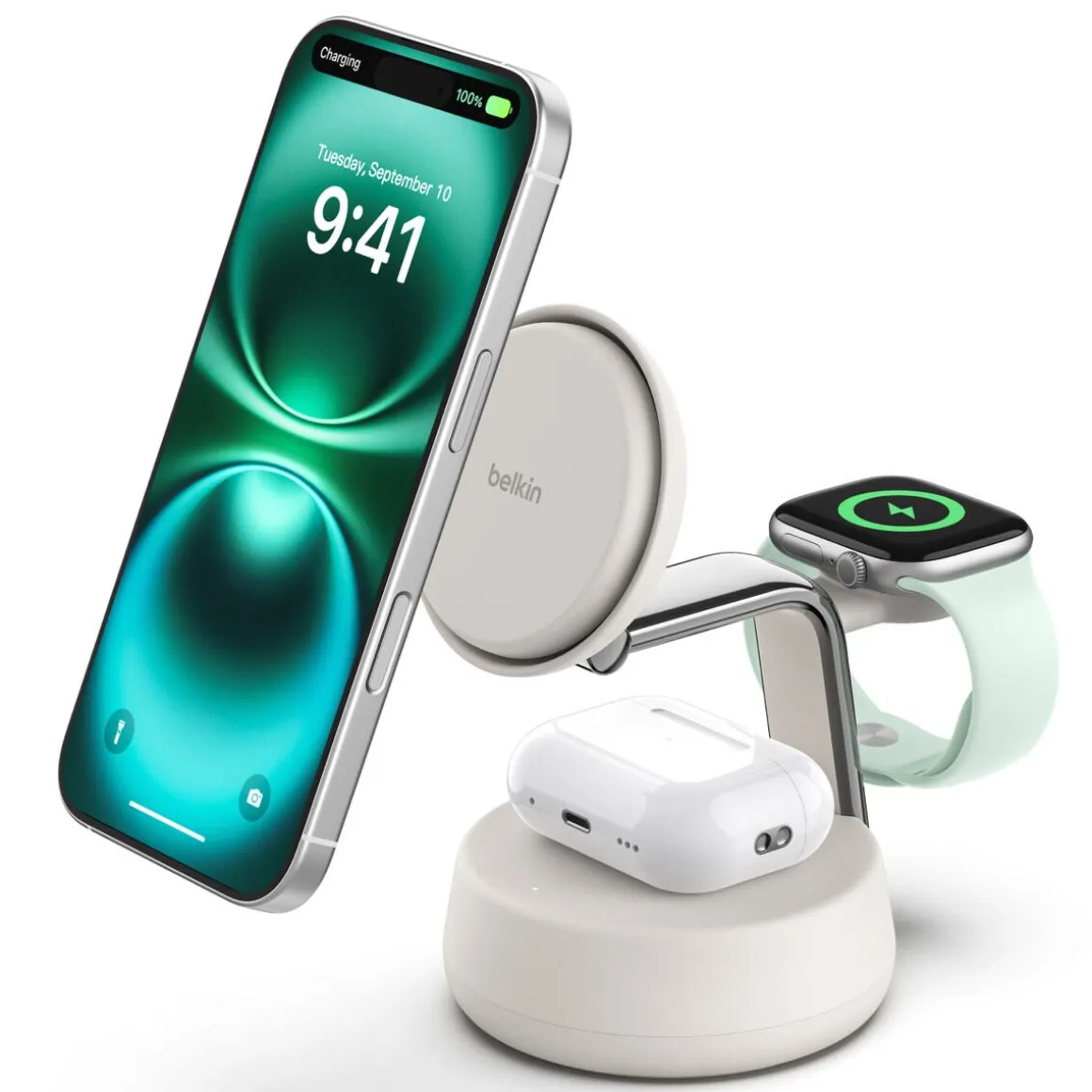 Belkin UltraCharge Pro 3-i-1 Qi2-lader, 25W
