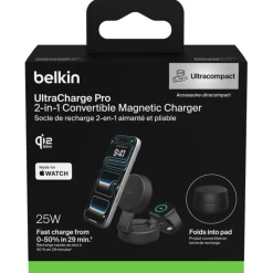 Belkin UltraCharge Pro 2 in 1 lader Qi2, 25 W