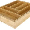 Bestikkskuff i bambus, justerbar bredde, 33,2–56 x 46 x 6 cm
