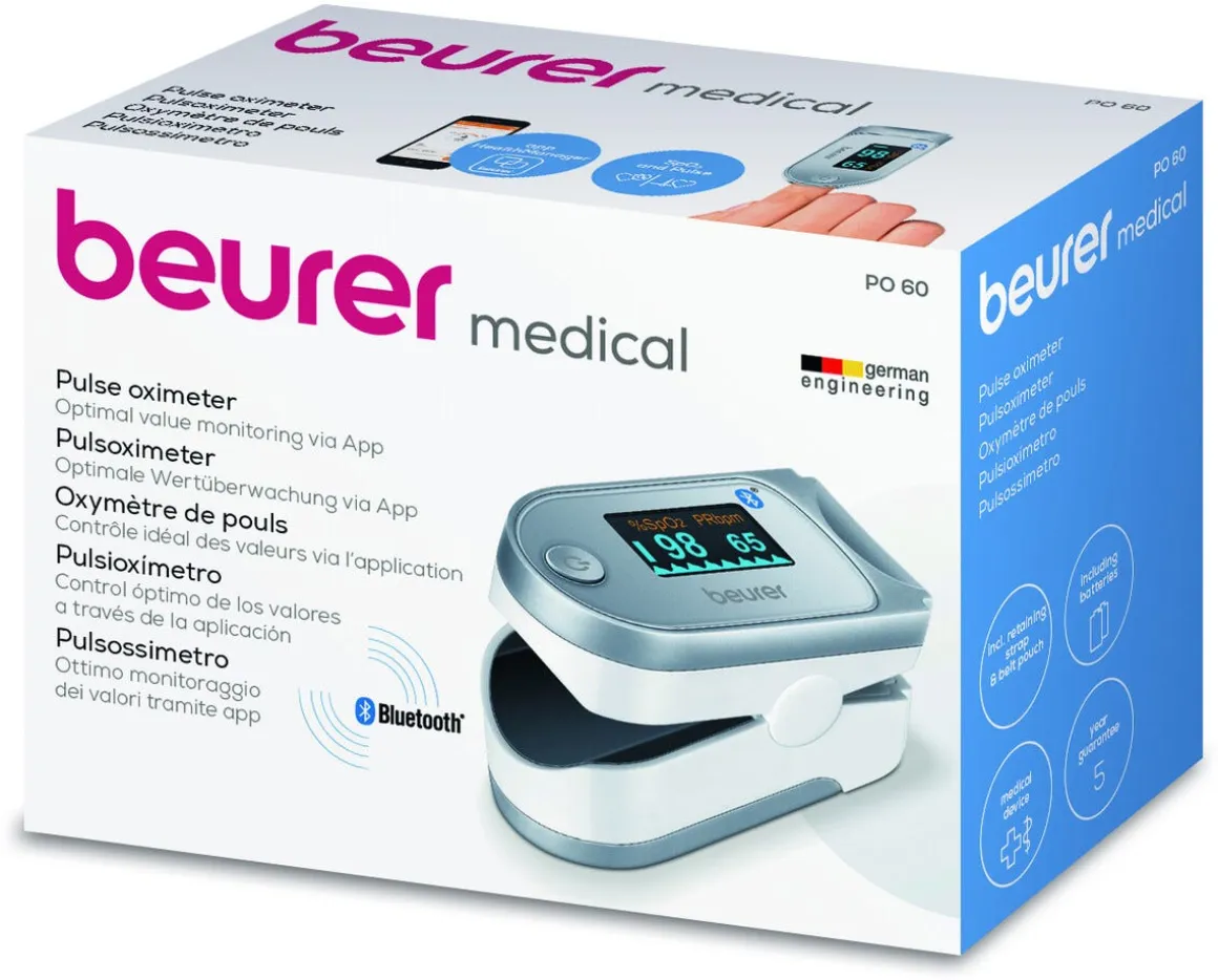 Beurer Pulsoximeter PO 60 Bluetooth, oksygenmåler