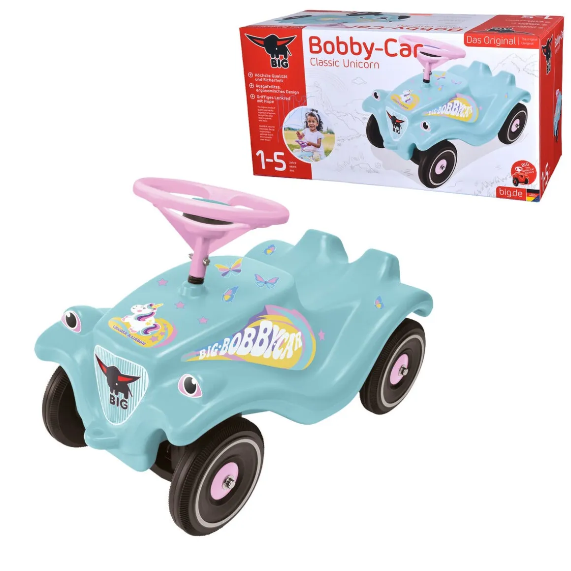 BIG Bobby Car Classic enhjørning, fra 1 år