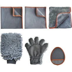 Bilpleiesett mikrofiber tørkeklut, pusseklut, vaskevott, 6 deler
