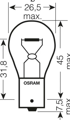 Bilpære Osram BA15s, P21W