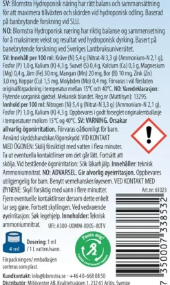 Blomstra hydroponisk næring, flytende plantenæring, 300 ml