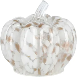 Bordlampe i glass med gresskardesign, batteridrevet, 14 cm
