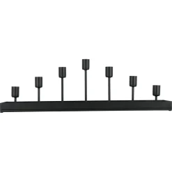 Bordlysestake med 7 lys, svart metall, 51,5 cm bred