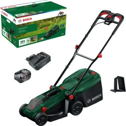 Bosch Rotak 18V-32 gressklipper, med batteri