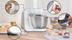 Bosch Serie 4 kjøkkenmaskin MUM58200, hvit, sølv, 1000 W
