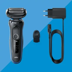 Braun Series 5 51-B1000s blå, barbermaskin Wet & Dry