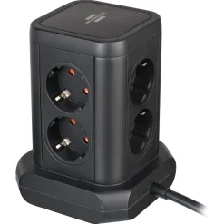 Brennenstuhl Socket Tower 8-veis grenuttak, 3 USB, svart