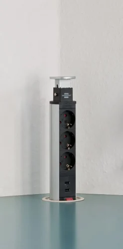 Brennenstuhl Tower Power PopUp 3-veis grenuttak, 2 USB