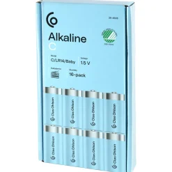 C-batterier, alkaliske, 16-pakning