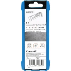 Cocraft betongborsett, 4, 5, 6, 8 og 10 mm, 5-pakning