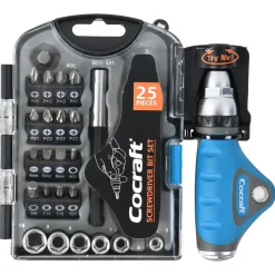 Cocraft bitsskrutrekker med sperre og bits, 25 deler