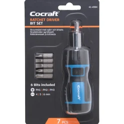 Cocraft bitsskrutrekker med sperre og 6 bits, 7 deler