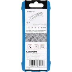 Cocraft borsett HSS metall og plast, 2–8 mm, 6-pakning