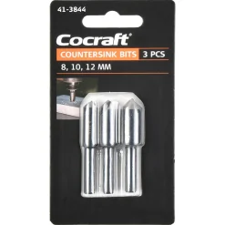 Cocraft forsenker 8, 10 og 12 mm, tre og metall, 3-pakning