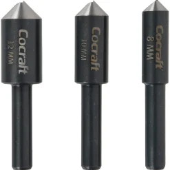 Cocraft forsenker 8, 10 og 12 mm, tre og metall, 3-pakning