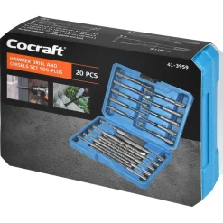 Cocraft hammer- og meiselsett SDS-plus, 20 deler