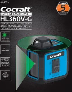Cocraft HL360V-G krysslaser, 3 × 360 grader, grønn