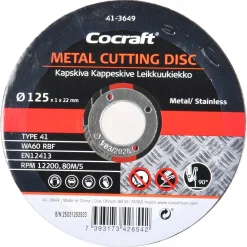Cocraft kappskiver til vinkelsliper 125 mm, metall, 10-pakning