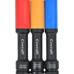 Cocraft lange hjulmutterpiper 17, 19, 21 mm, 1/2"