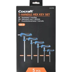 Cocraft nøkkelsett T-håndtak, unbrakonøkkel 3–8 mm, 5 deler
