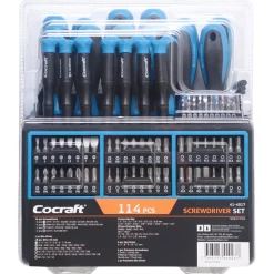 Cocraft skrutrekkersett med bits og bitsholder, 114 deler
