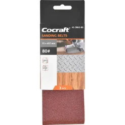 Cocraft slipebånd til båndsliper 75 x 457 mm, 3-pakning