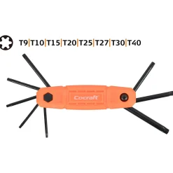 Cocraft T-nøkkelsett for Torx-skruer T9–T40, 8 deler